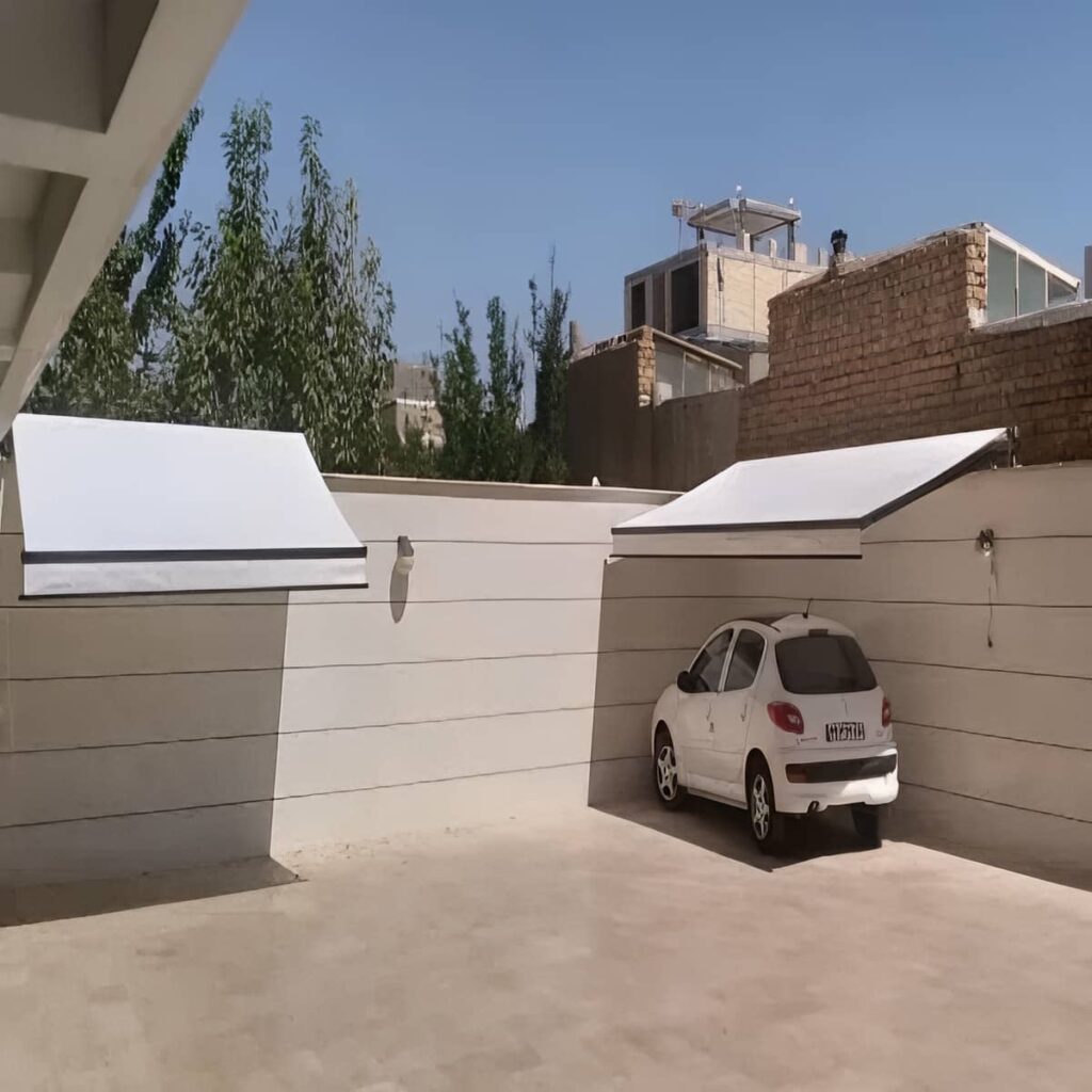 نصب سایبان برقی بازویی پوشش مقاوم در اشتهارد