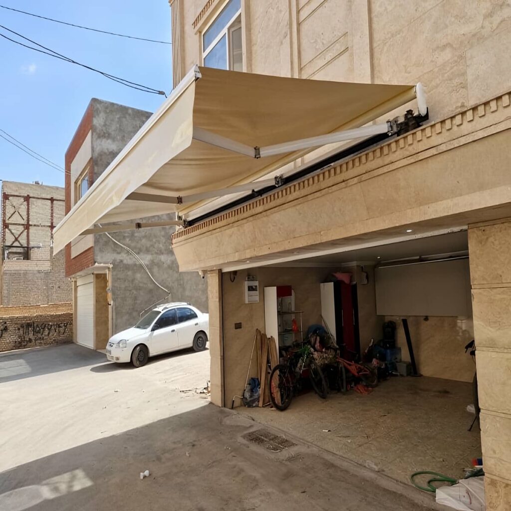 نصب سایبان برقی بازویی پوشش ضدزنگ در بجنورد