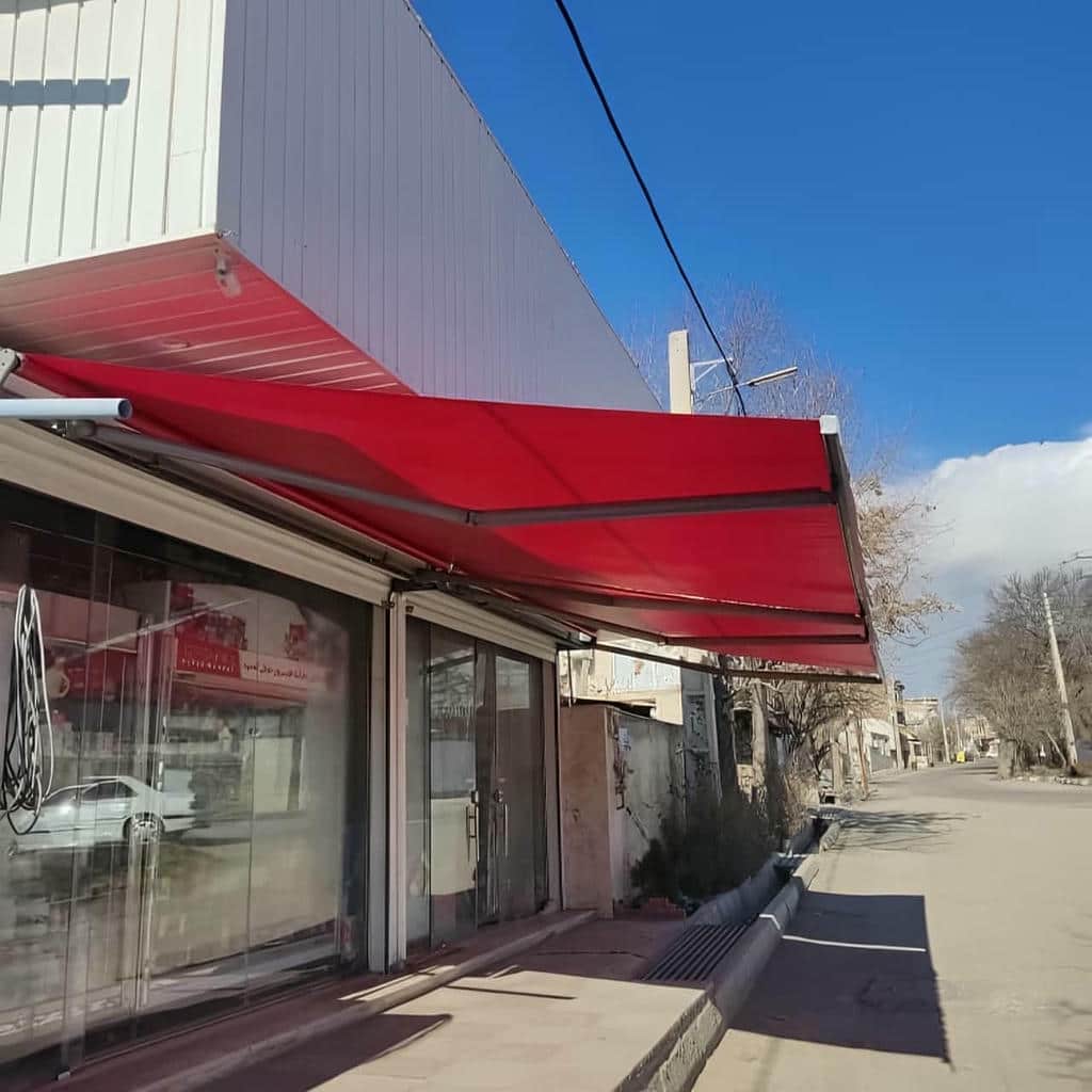 نصب سایبان برقی بازویی پروفیل استاندارد در پردیس