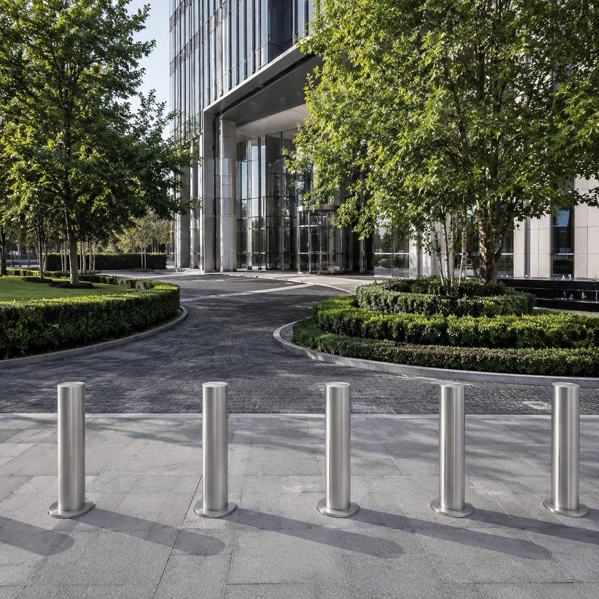 راهبند ستونی با ستون فلزی متحرک در ورودی حساس