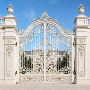 10 نمونه درب حیاط سفید طلایی
