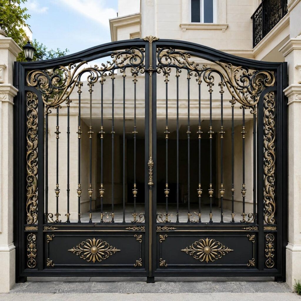 اجرای درب پارکینگ دو لنگه عریض هماهنگ با مسیر خودرو