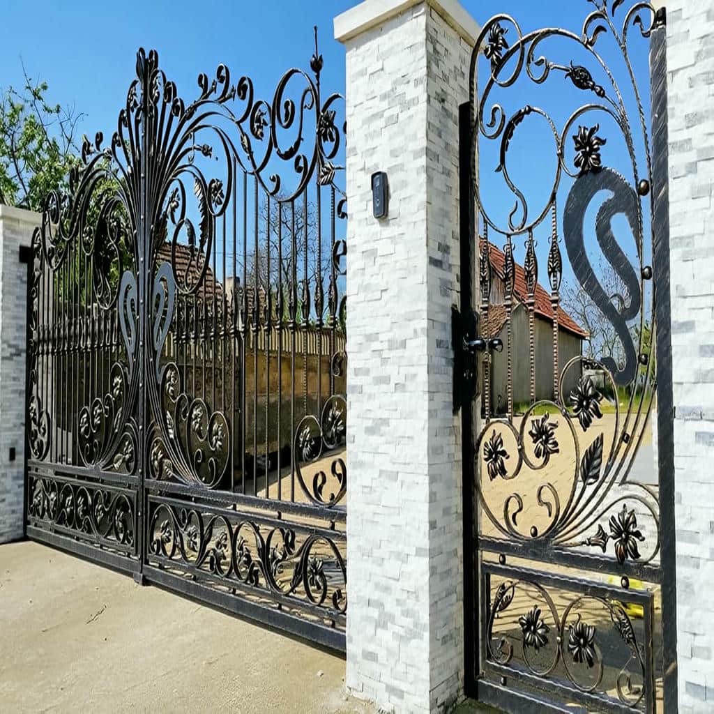نصب درب پارکینگ برش لیزری طرح هندسی برای دهانه عریض