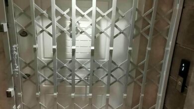 حفاظ لولایی درب فلزی با پوشش مقاوم ورودی ساختمان