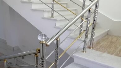 نرده استیل راه پله براق