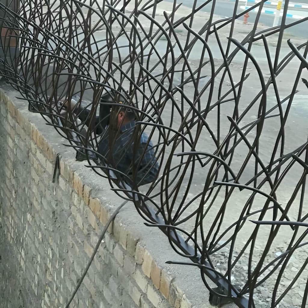 حفاظ دیوار شاخ گوزنی روی حصار سنگی باغ سنندج