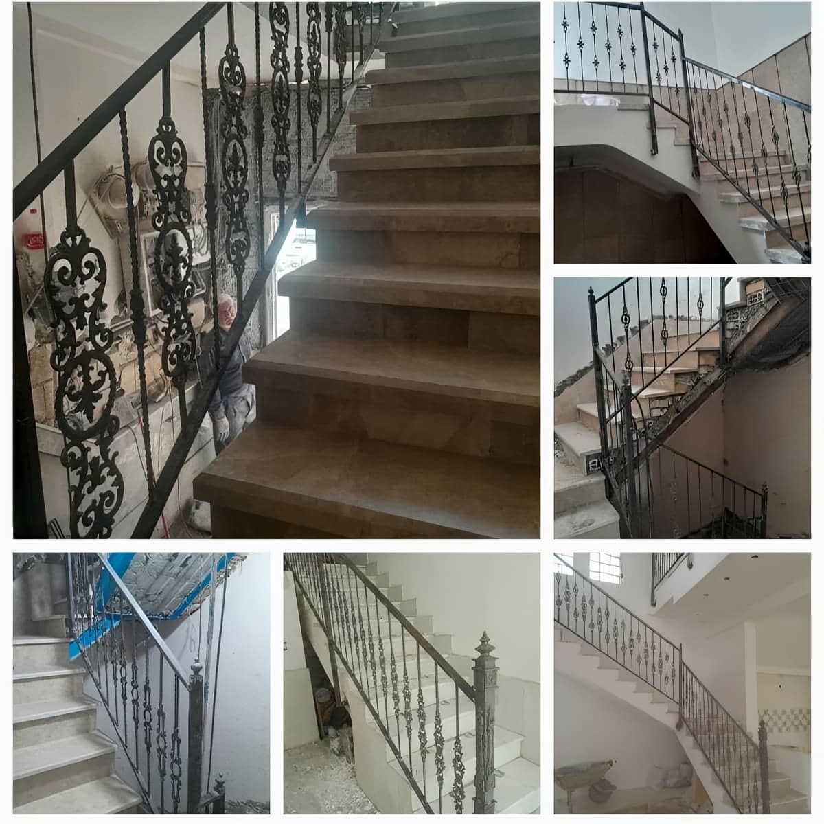 نرده راه پله فرفورژه مشکی در ورودی ویلای اهواز