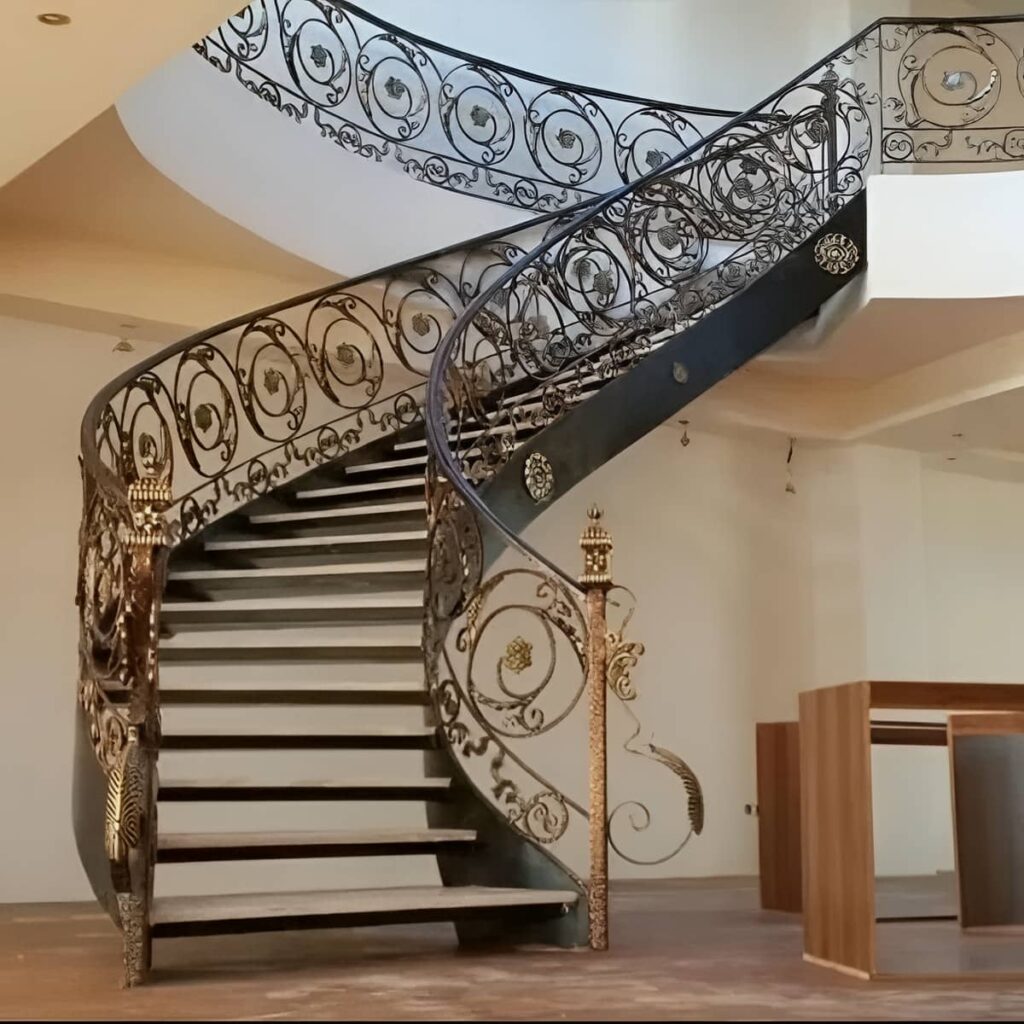 نرده راه پله مدرن با خطوط عمودی