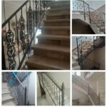 نرده راه پله فرفورژه مشکی در ورودی ویلای اهواز مرکز تخصصی فروش نرده راه پله در اهواز و حومه